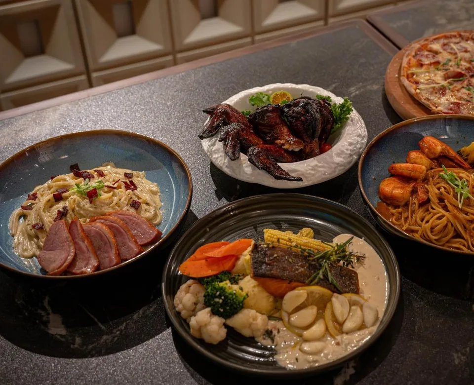 A table of Chefway dishes laid out for a group