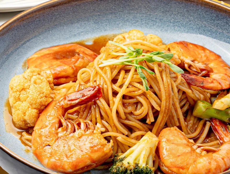Assam Tiger Prawn Spaghetti